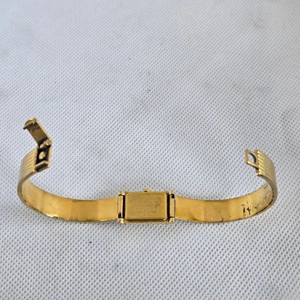 Citizen Quartz Ladies Watch 5421-N69897 Rectangular Gold Tone Bangle 5.5